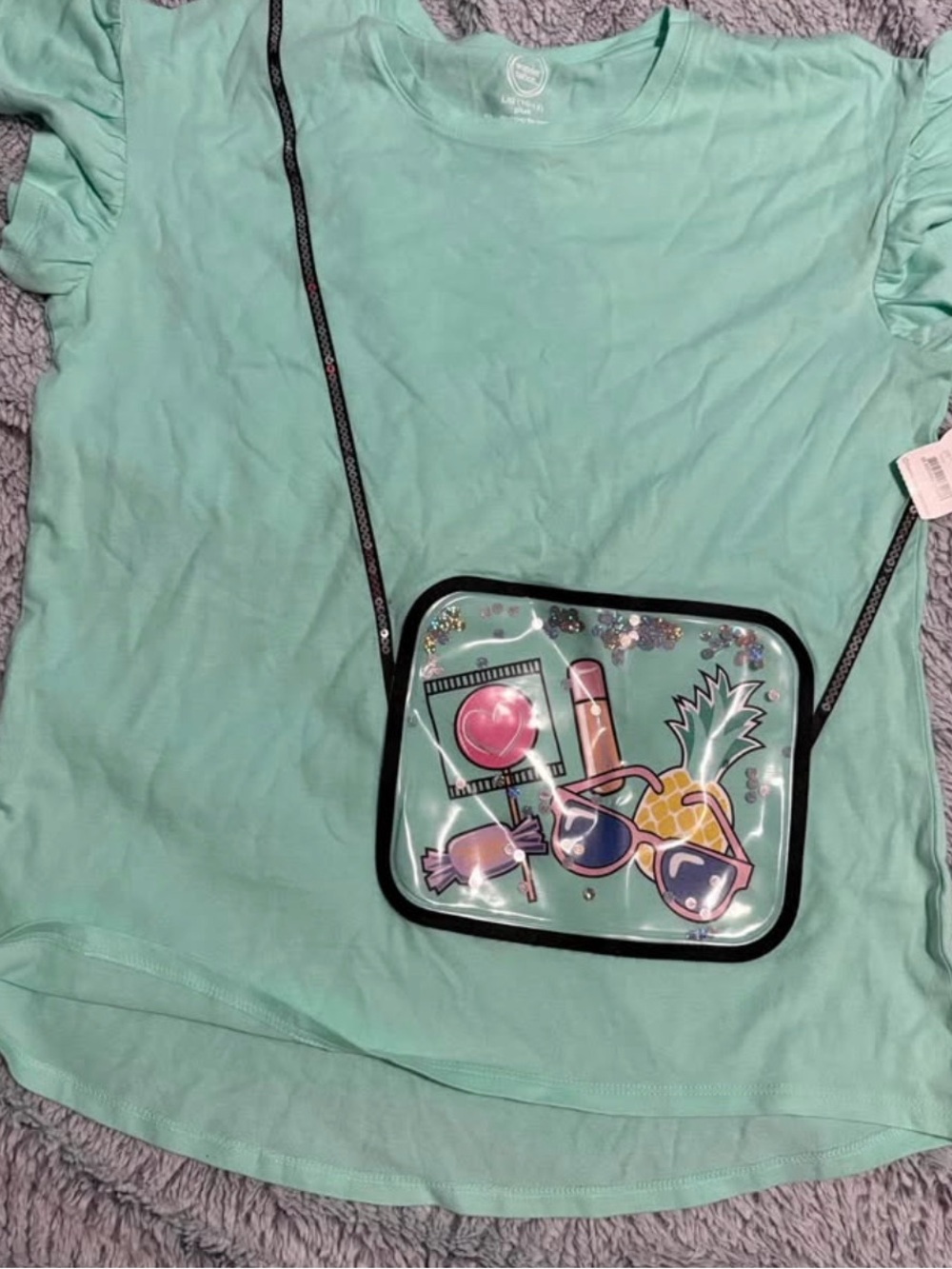 wonder nation Mint Tee with Pineapple Crossbody Graphic